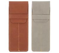 Mikikit 2pcs Leather Pen Holder Sleeve for Two Pens from Scratches Simple Elegant Style for Office and Travel