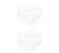 Mikikit 2pcs Manicure Crystal Cups with Lid Heart Shape Ab Color Nail Art Liquid Container for Nail Salon and Acrylic Tools