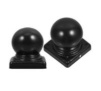 Mikikit 2Pcs Metal Fence Post Caps Black Iron Sphere Design, Protective and Decorative Finials for 60Mm Square Posts, for Garden and Deck Railings