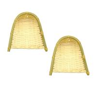 Mikikit 2pcs Mini Bamboo Woven Dustpans Set, 16x16cm Handcrafted Decorative Dustpan Adornment for Home Storage and Photography Props, Natural Bamboo Craftwork for Wall Or Table Display