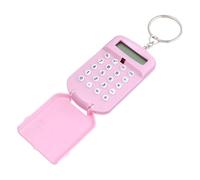 Mikikit 2pcs Mini Portable Electronic Calculators in Pink Plastic with Press Key Function, Pocket Size Arithmetic Calculators for Students and Office Use