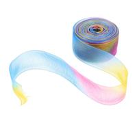 Mikikit 2pcs Mm Rainbow Gradient Organza Ribbon Soft and Polyester Sheer Ribbon for Wrapping Presents and Festive Occasions with Unique Design and Vibrant Visual Effect
