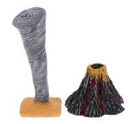 Mikikit 2pcs Natural Disaster Science Kit with Realistic Erupting Volcano Model and Tornado-themed Sculpture, Educational for Home, School, and Classroom Use