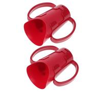 Mikikit 2pcs Nosey Cup for Elderly with Dual Handles, Lightweight Plastic Patient Sip Tumbler Featuring Slanted Cut Out Bottle Shape and Advanced Leakproof Technology, for Dysphagia