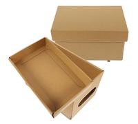 Mikikit 2pcs Paper Storage Boxes with Lids 23x14x13.5cm Cartoon Style Sundries Organizer Bins for CD DVD File Document and Storage