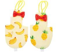 Mikikit 2pcs Parrot Diaper and Flight Suit Set for Small Birds, Reusable Cotton Pigeon and Cockatiel Clothing with Banana and Pineapple Patterns, Outdoor Bird Nappy for Travel and Home Use