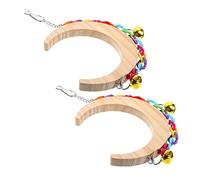 Mikikit 2pcs Parrot Swing Toy Bird Cage Accessory Wooden Perch for Parakeet Cockatiel Play Stand