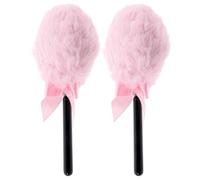 Mikikit 2pcs Pink Powder Puff for Face Makeup Loose Setting Powder Soft Fluffy Plush Handle Cosmetic Applicator Travel Friendly