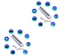 Mikikit 2pcs Port Usb Hub with Individual White Usb Adapter for Pc Laptop High-speed Data Transfer Led Indicator Material Downward Compatible