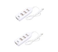 Mikikit 2pcs Portable USB Hub Port Splitter for Laptop PC Computer White for Desk Use