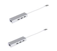 Mikikit 2pcs Ports USB Type-c to USB Portable Data Hub Mbps Ethernet Adapter for PC Laptop Tv Connect Multiple Devices Ethernet Support