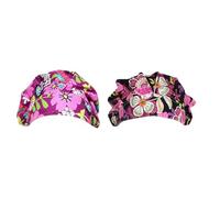 Mikikit 2pcs Printed Cotton Operating Room Doctor Caps with Breathable Fabric and Adjustable Fit, Purple Flower Design Nurse Work Hats for Clean and Comfortable Environment