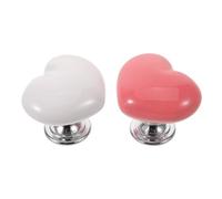 Mikikit 2pcs Push Start Button Cover Accessories for Car Ignition Protection, Heart Shape Ceramic and Alloy Material with Easy Installation and Dustproof Features, for Car Interior