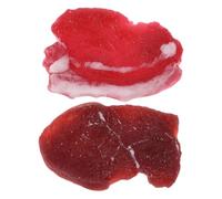 Mikikit 2pcs Realistic Fake Steak Meat Model Artificial Fresh Pork and Beef Simulation Food Props for Kitchen Decor Market Displays Photography Halloween and Party Events