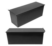 Mikikit 2pcs Rectangular Iron Bread Mold with Lid Nonstick Loaf Pan for Toast Baking Sturdy Sturdy Material Versatile Design for Kitchen and Dining Table Use