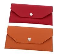 Mikikit 2Pcs Reusable PU Envelope Cash Organizers for Men Women Long Design for Financial Management for Personal