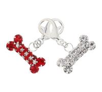 Mikikit 2pcs Rhinestone Dog Bone Collar Pendants Alloy Hanging Decorative Charms for Pet Collar Keychain Backpack Accessories Not Easy to Rust and Easy to Replace