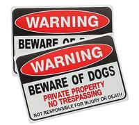 Mikikit 2pcs Rustic Iron Dog Warning Signs for Fence Outdoor Beware of Dogs Boards with High Visibility Text for Garden Courtyard Safety