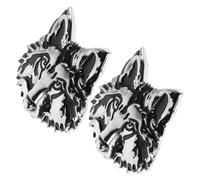 Mikikit 2pcs Silver Wolf Head 3d Metal Car Sticker Decal, Automotive Exterior Emblem Badge for Car Body Side, Truck, Suv, Motorcycle Decoration