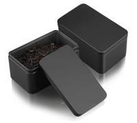 Mikikit 2pcs Small Rectangular Metal Tin Boxes with Lids, Tight Seal and Space Saving Design, Portable Mini Tin Boxes for Kitchen and Office Storage, Sturdy Tinplate Material