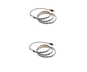 Mikikit 2pcs SMD LED Strip Light Flexible RGB USB Control Cable for Tv Closet Outdoor Lighting