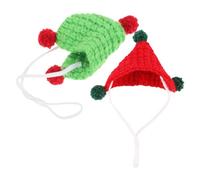 Mikikit 2Pcs Soft Knitted Guinea Pig Triangle Hat Adorable Mini Birthday Halloween Costume Accessories for Small Pets Comfortable Headwear for Photos and Holiday