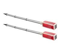 Mikikit 2pcs Solar Traffic Warning Lights Outdoor LED Strobe Road Safety Lamps with Pole for Nighttime Roadside Caution and Facility Safety