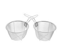Mikikit 2pcs Stainless Steel Fry Crisper Basket with Handle Foldable Deep Fry Basket Shrimp Snacks Compact Collapsible Design for Home Restaurant Use