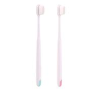 Mikikit 2pcs Ultra Soft Toothbrushes with Superfine Flocking Bristles for Postpartum Oral Cleaning, Comfortable Gripping and Complete Teeth Cleaning in White Random Color