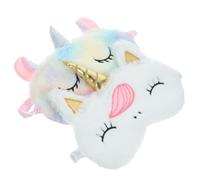 Mikikit 2pcs Unicorn Plush Sleeping Eye Masks for Women, Soft 3D Eye Covers for Sleeping, White Gold Horn and Rainbow Color, Comfortable Light Blocking Sleep Mask Set
