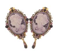 Mikikit 2pcs Vintage Crystal Rhinestone Brooch Pins, Purple Queen Lady Head Design, Wedding Suit Lapel Pins, Dress and Shawls Accessories Set
