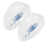 Mikikit 2pcs White Ceramic Tea Scoops Set with Blue Peony Pattern Porcelain Tea Spoons for Loose Leaf Measuring Sturdy Accessories for Ceremony and Daily Brewing