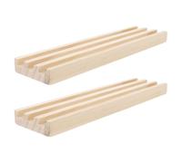 Mikikit 2pcs Wooden Domino Tray with Non-slip Pinewood Base, Domino Organizer Rack for Mexican Train and Tile Games, Small Mahjong Support Stand for Tabletop Gameplay