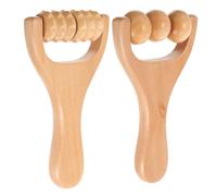 Mikikit 2pcs Wooden Massage Roller Stick for Back and Arms, Lightweight Acupoint Massager Tool for Daily Use to Swelling and Muscle, Compact Round Design for Relaxation