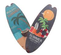 Mikikit 2pcs Wooden Surfboard Wall Signs Coastal Summer Beach Decor Tropical Bathroom Wall Art Decorative Plaques for Home and Bar