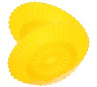 Mikikit 2pcs Yellow Food-grade Silicone Cooking Basket Liners Set, Large Non-stick Baking Tray Mats for Oven and Home Kitchen Supplies