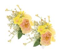 Mikikit 2pcs Yellow Hawaiian Flower Hair Clips Lightweight Fabric Side Combs with Exotic Tropical Floral Design for Women Bridesmaids, for Beach Holidays and Luau Party Accessories