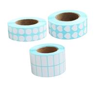 Mikikit 3 Rolls Writable Adhesive Label Stickers Heart Round Square Sticky Name Tags for Classification and Organization Thick Smooth Material Compatible with Various Pens Removable