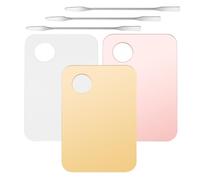 Mikikit 3 Sets Makeup Mixing Palettes with Spatulas Blending Tray for Foundation Eyeshadow Kit Includes Gradient Acrylic Boards for Artists Beginners