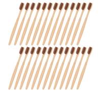 Mikikit 30pcs Brown Bamboo Toothbrushes with Soft Bristles Small Size Manual Toothbrushes for Adults Travel Hotel Camping Natural Biodegradable Oral Care