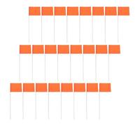 Mikikit 30pcs Orange Rectangular Marking Flags with Sturdy Steel Poles for Surveying and Construction, Multi-functional Pvc Flags for Lawn Irrigation, Pet and Sprinkler Marking