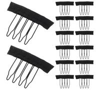 Mikikit 3bags Spring Comb Wig Accessories Cloth Covered Steel Wig Combs Hair Clips for Making Tooth Protective Cover