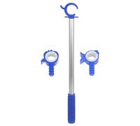 Mikikit 3pcs Adjustable Window Opener Rod Set with Anodized Aluminum Alloy Extension, Silver with Blue Duckbill and Apple Heads, Heavy Duty Curtain Adjustment Wand for Home and School