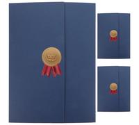 Mikikit 3pcs Blue Diploma Cover Certificate Holder Paper Document Cover for Graduation Certificates and Photos, Protect and Decorate Awards, for Office Use