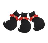 Mikikit 3pcs Cat Shaped Leather Bookmarks Small Reading Page Markers with Decorative Function for Writers and Students, for Reading and Explorers, Black Colour