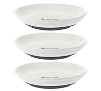 Mikikit 3pcs Ceramic Cat Bowls Set for Small Cats Shallow and Wide round Bowls with Non-slip Beige Silicone Base Promotes Healthy Feeding Habits
