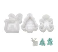 Mikikit 3Pcs Christmas Silicone Candle Molds Non Stick Flexible Soap Moulds for DIY Aromatherapy Candle Making with Gingerbread Man Elk and Tree Designs