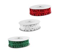 Mikikit 3pcs Christmas Snowflake Ribbon Set, 5m Rolls Xmas Packaging Ribbon for Wrapping, Party Decorations, Craft Making, Red Green White