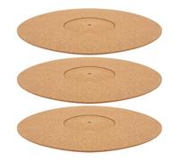 Mikikit 3pcs Cork Turntable Slipmat Replacement for Vinyl Record Player Mat Vibration Damping Mat to Reduce Static Turntable Platter