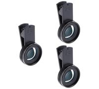 Mikikit 3pcs External Phone Lens High Definition Macro Lens Magnifying for Smartphone Camera Clip Holder